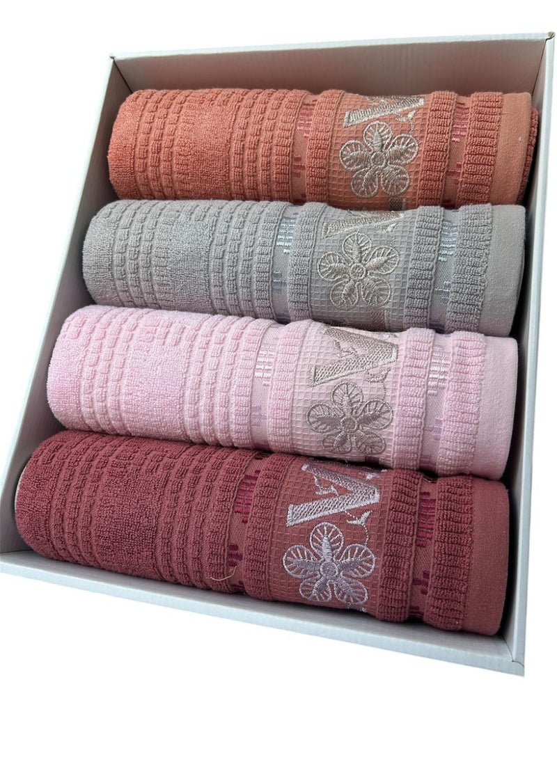 Homex Luxury Bath Towel Set – 4 Pieces, 60×120 cm, Premium Quality with Elegant Design  - Image 1