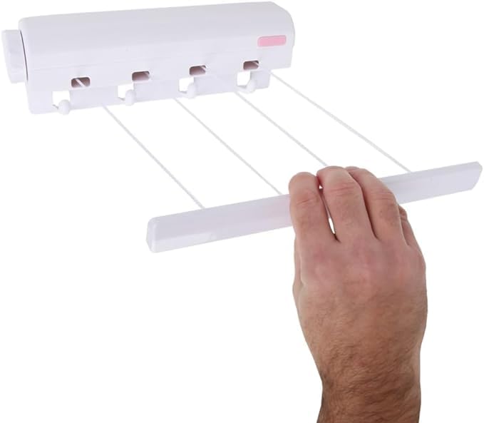DORATIK Drying Rope Hanger Retractable Clothesline Telescopic Indoor and Outdoor Supplies Wall Mounted 4 Lines Dryer Clothes Laundry Drying Rack - Image 2