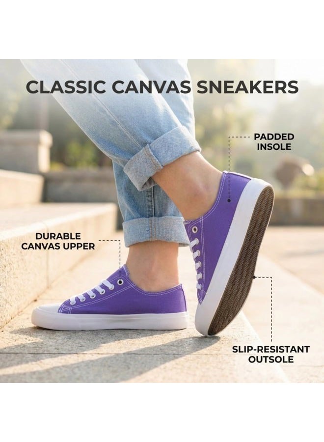 hello basics Sneakers for Women Fashion Sneakers Tennis Shoes Women Sneakers Tenis para Mujeres Womens Canvas Sneakers Women's Sneakers, Purple, 9 Women/9 Men - Image 4