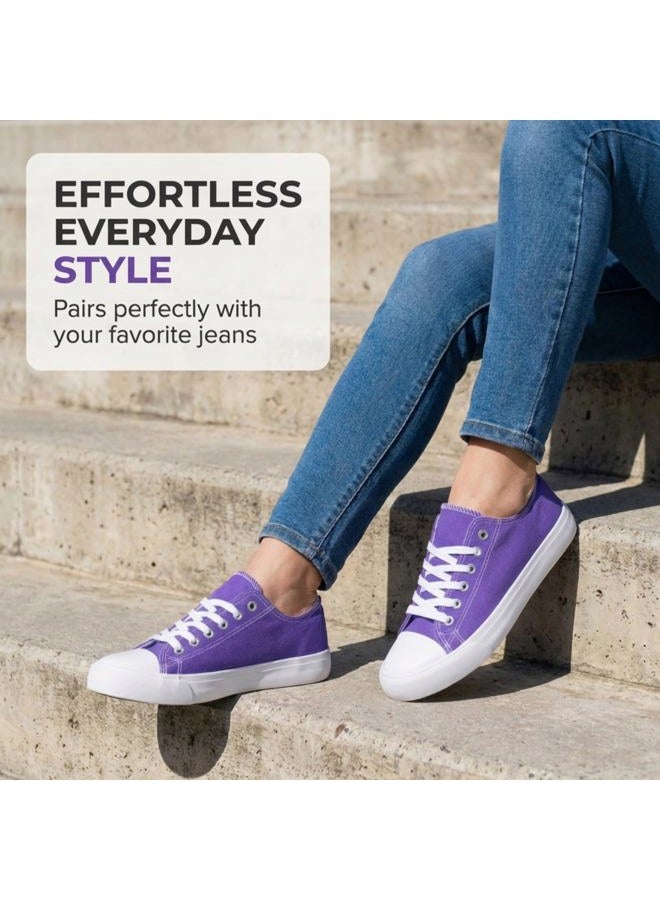 hello basics Sneakers for Women Fashion Sneakers Tennis Shoes Women Sneakers Tenis para Mujeres Womens Canvas Sneakers Women's Sneakers, Purple, 9 Women/9 Men - Image 2
