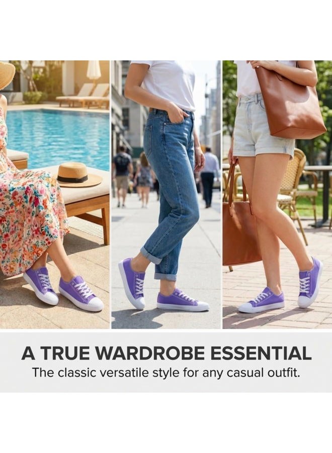 hello basics Sneakers for Women Fashion Sneakers Tennis Shoes Women Sneakers Tenis para Mujeres Womens Canvas Sneakers Women's Sneakers, Purple, 9 Women/9 Men - Image 3