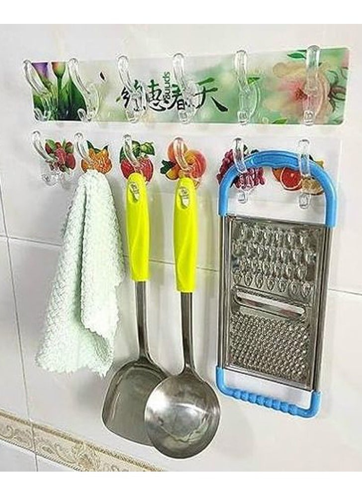 Flexible Hook Hanger With 6 Hooks  Double Face Sticker Shapes.  - Image 1