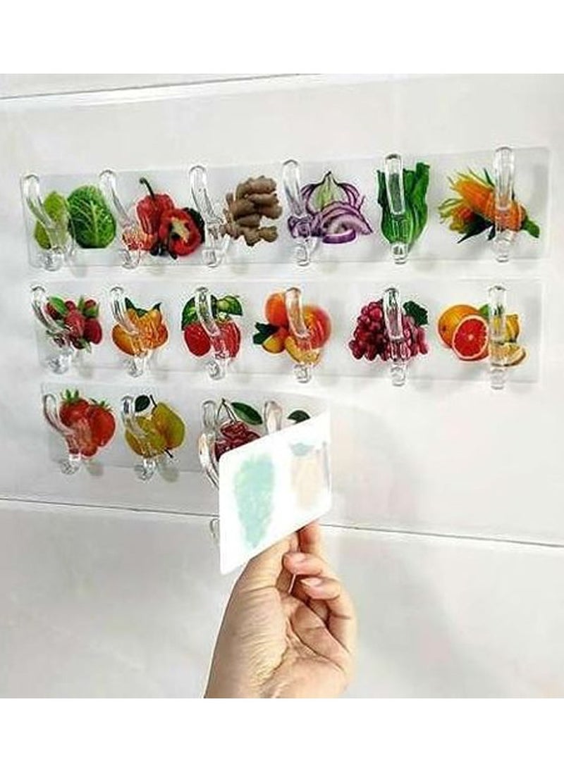Flexible Hook Hanger With 6 Hooks  Double Face Sticker Shapes.  - Image 2