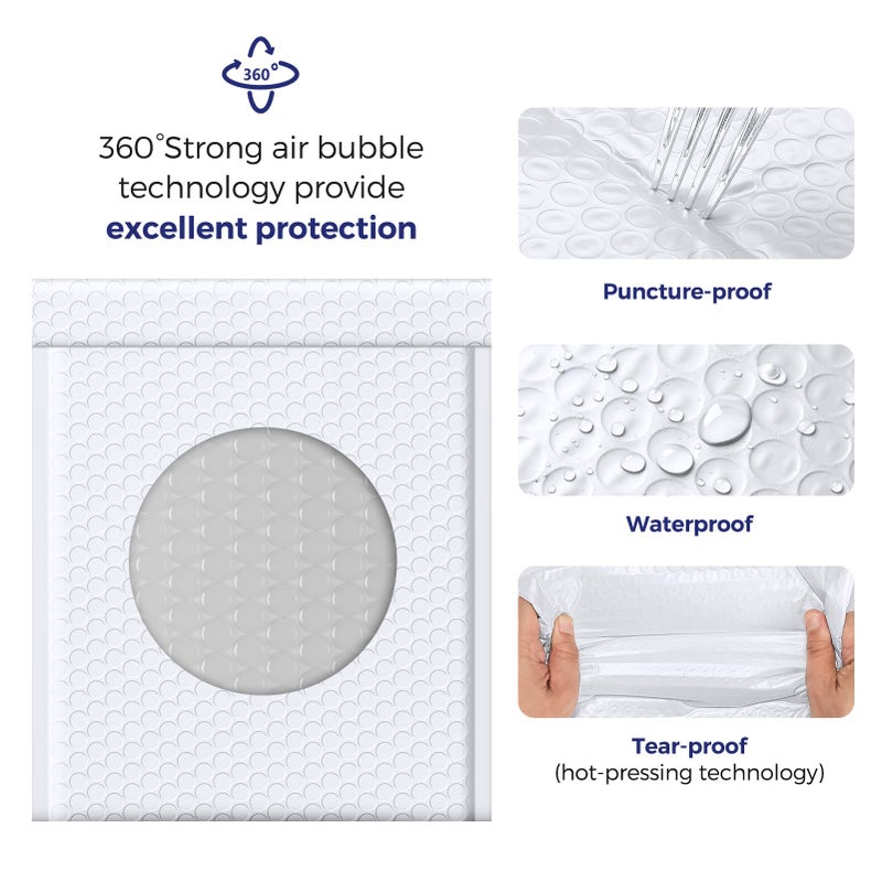 Fuxury White Bubble Mailers 8.5x12â€ 40 Pack Opaque Padded Envelopes Usable Size 8.5x11" Waterproof Bubble Envelopes Thick Padded Mailers for Small Business Mailing Books Clothes - Image 3