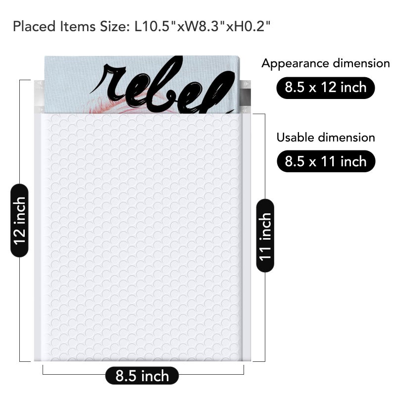 Fuxury White Bubble Mailers 8.5x12â€ 40 Pack Opaque Padded Envelopes Usable Size 8.5x11" Waterproof Bubble Envelopes Thick Padded Mailers for Small Business Mailing Books Clothes - Image 2