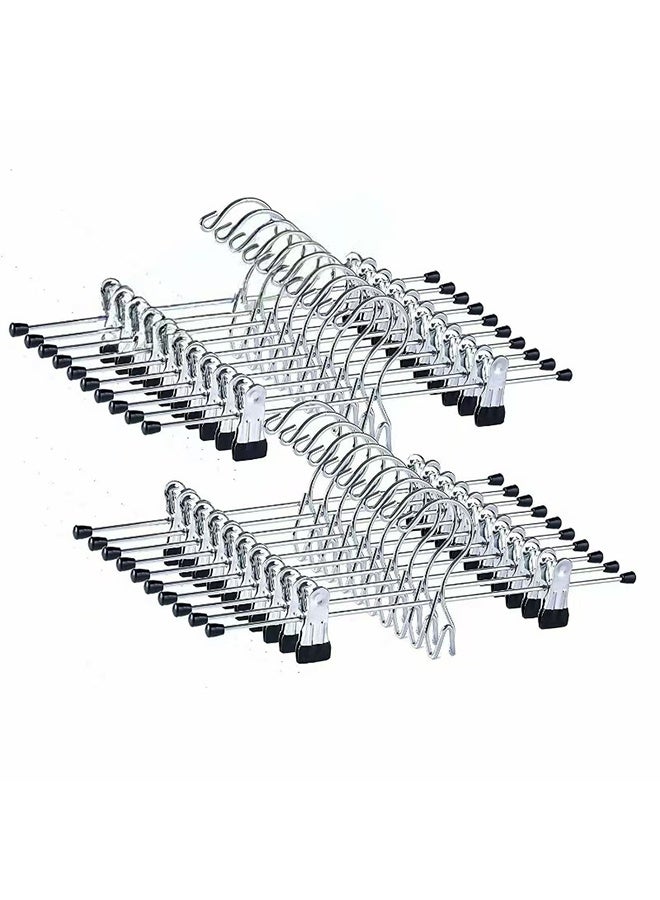 20 Packs Of Metal Clothes Hangers, Trouser Rack, Adjustable Anti-Slip Clothes Clips, 360 Rotating Hooks, Suitable For Clothing Display And Home Dormitory Wardrobes - Image 1