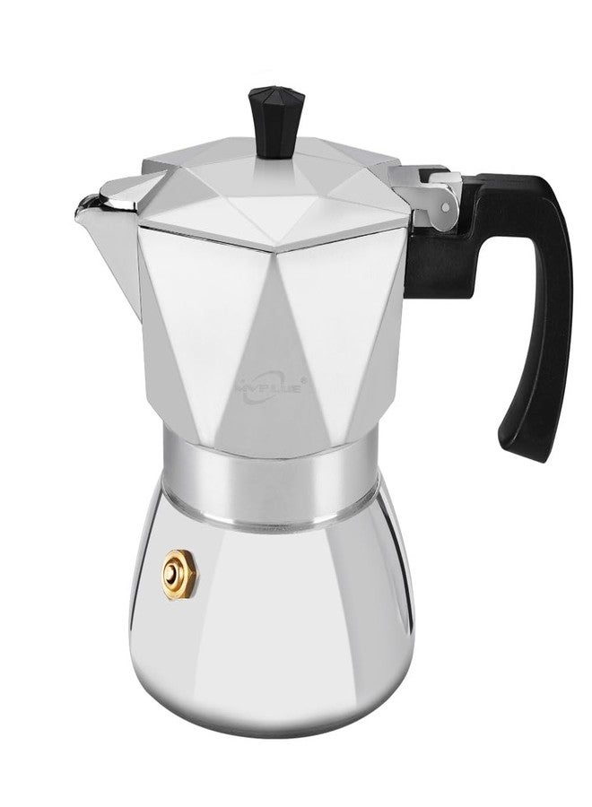 MVPLUE Rich Crema Moka Pot，Double Valve Induction Coffee Maker，Italian Stovetop Espresso Maker，2 Espresso Shots 100 ml，Silver - Image 1