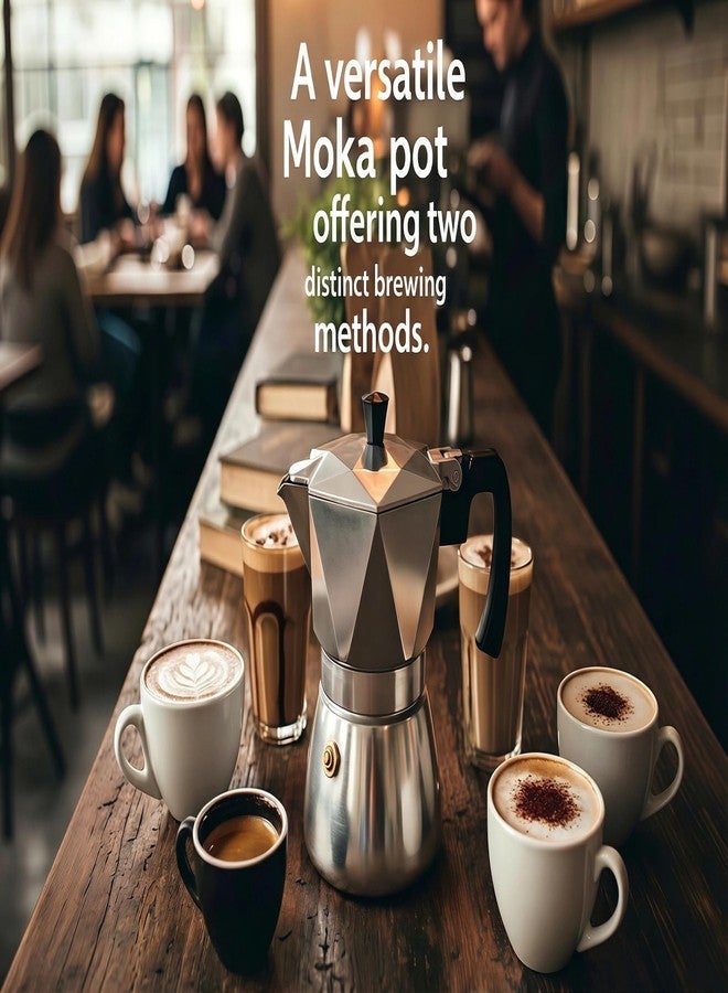 MVPLUE Rich Crema Moka Pot，Double Valve Induction Coffee Maker，Italian Stovetop Espresso Maker，2 Espresso Shots 100 ml，Silver - Image 2