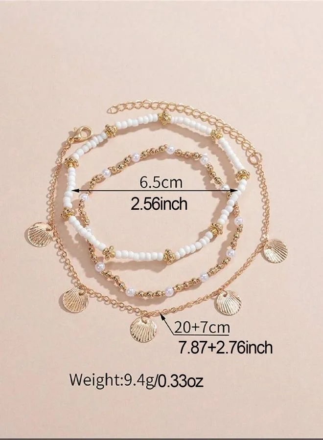 Take Two  Set of 3 - Coin Drop Beaded Anklet for Women | Best Price UAE