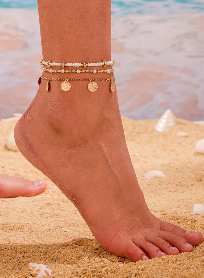 Take Two Set of 3 - Coin Drop Beaded Anklet