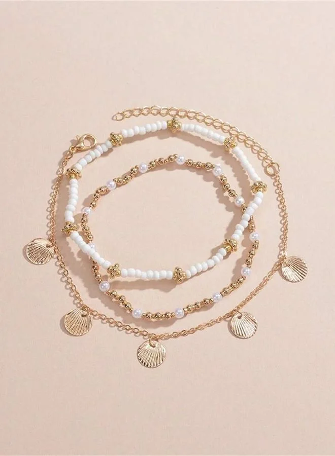 Take Two  Set of 3 - Coin Drop Beaded Anklet for Women | Best Price UAE