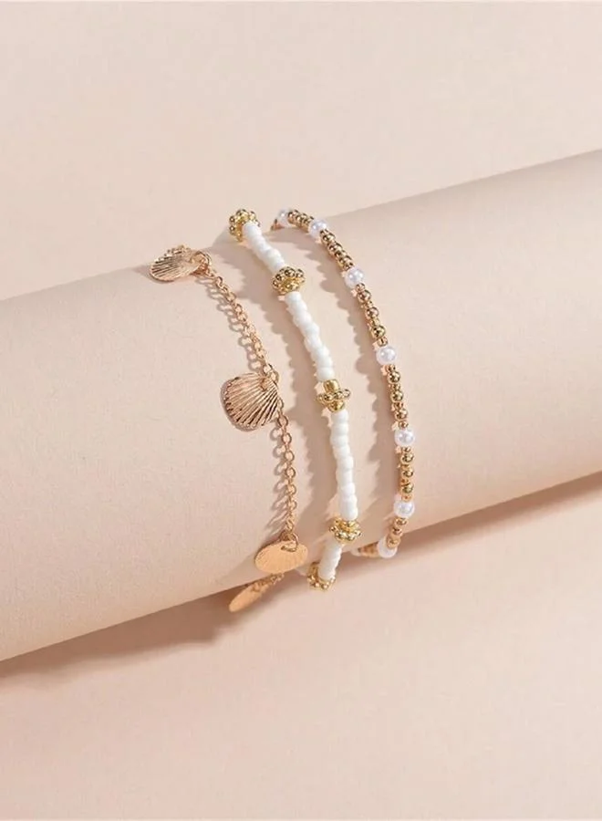 Take Two Set of 3 - Coin Drop Beaded Anklet