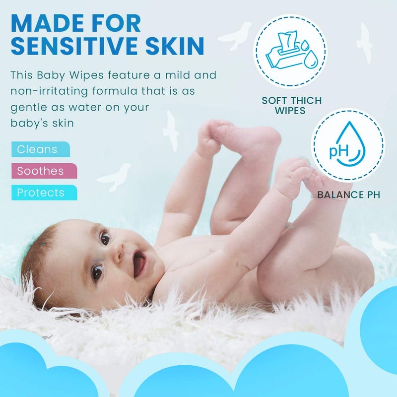 Glider Baby Wipes - with Moisture Lock Flip-Top, Contains Aloe Vera & Vitmain E, pH balanced with No Parabens & Chlorine (Pack of 8 (576 Wipes)) - Image 5