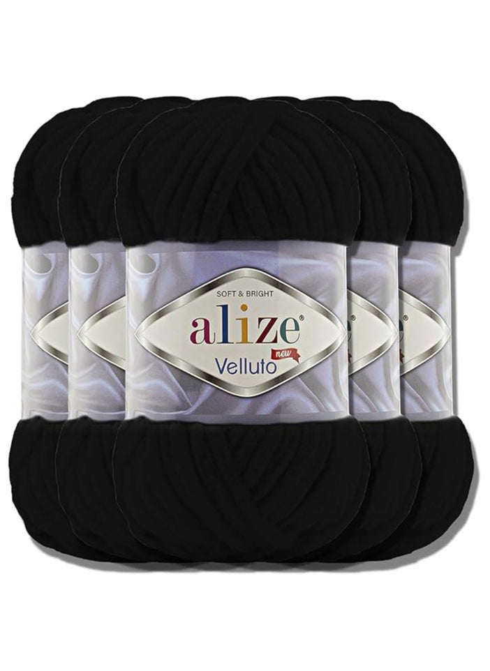 Alize Alize Soft Chenille Veloto Turkish Baby Wool Yarn, Extra Bulky, Hand Knitting and Crochet Yarn, XXL Ball Size Lamigurumi, 100g, Set of 5 (Black, 60) - pzsku/ZA73D360DFD20F50BB6A2Z/45/_/1695206675/4ab01b5b-1172-4bff-a372-be15c1d3498b