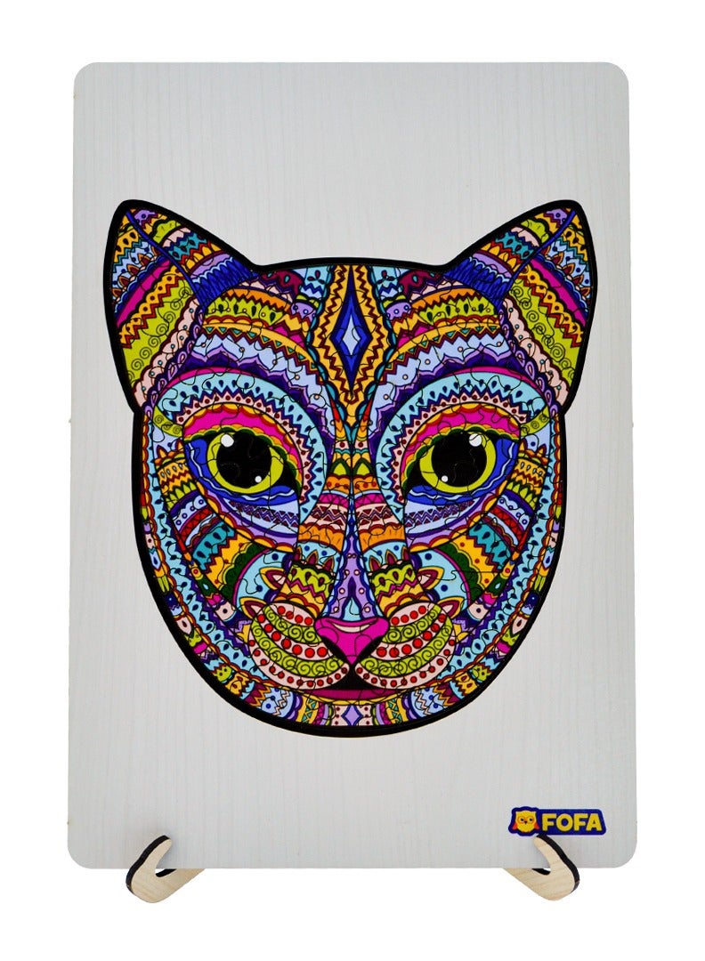 فوفا FOFA اللعب خشبية صديقة للبيئة الأطفال بانوراما اللغز لعبة القط الوجه المجلس التعليمي التعلم 3 4 5 سنوات من العمر بنات الأولاد هدايا السفر لعبة شكل الجذعية مونتيسوري المستدامة - Image 1