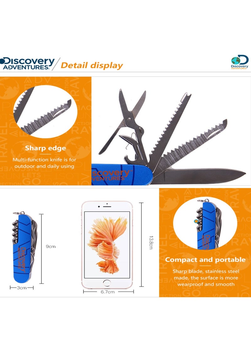 Discovery سكين متعددة الأدوات من Discovery Adventures، DF76586 (9، استخدم سكينًا قابلًا للطي من الفولاذ المقاوم للصدأ وحلقة مفاتيح خفيفة الوزن للحمل) - Image 4