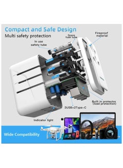 Generic Universal Travel Adapter-Worldwide Plug Adaptor with 3 USB A and 2 USB C Ports, International Travel Adapter for EU, UK, USA, AU, Power Socket Charger  - Image 2