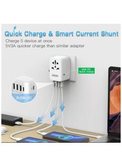Generic Universal Travel Adapter-Worldwide Plug Adaptor with 3 USB A and 2 USB C Ports, International Travel Adapter for EU, UK, USA, AU, Power Socket Charger  - Image 5