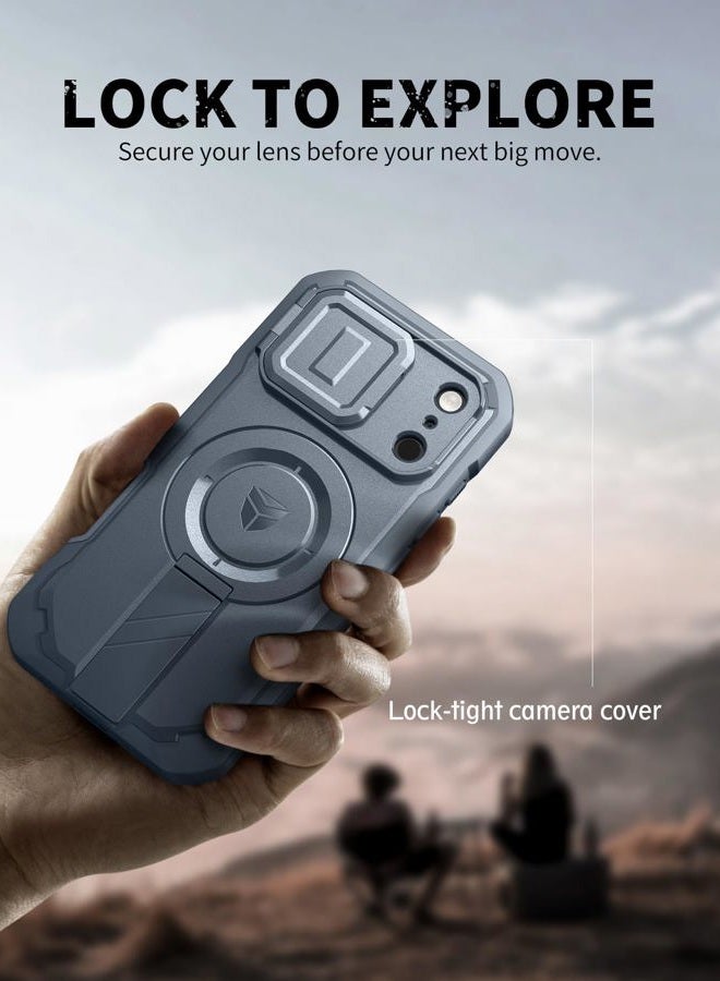 Dexnor for iPhone 17 Pro Case, [2 Front Frame & Built-in Flip Camera Cover & Kickstand], Compatible with MagSafe, Heavy-Duty Shockproof Portection Case with Screen Protector, 6.3 inch Navy Blue - Image 4