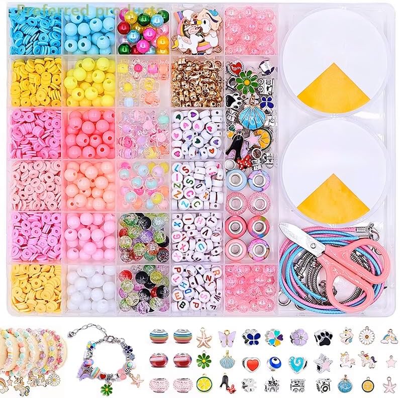 Capstro 28-Grid Macaron Bracelet Beads Kit – Pink Unicorn Edition, 1410 Pcs DIY Jewelry Making Accessories | Beads, Charms, Elastic Strings & Clasps | Creative Arts & Crafts Gift for Girls Age 6–12 - Image 1