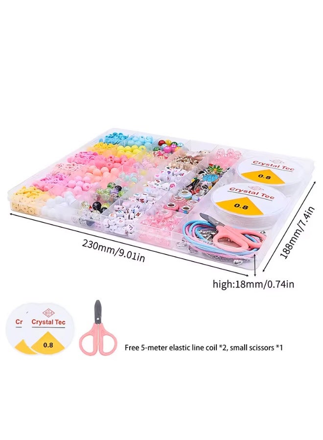 Capstro 28-Grid Macaron Bracelet Beads Kit – Pink Unicorn Edition, 1410 Pcs DIY Jewelry Making Accessories | Beads, Charms, Elastic Strings & Clasps | Creative Arts & Crafts Gift for Girls Age 6–12 - Image 2