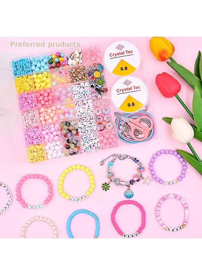 Capstro 28-Grid Macaron Bracelet Beads Kit – Pink Unicorn Edition, 1410 Pcs DIY Jewelry Making Accessories | Beads, Charms, Elastic Strings & Clasps | Creative Arts & Crafts Gift for Girls Age 6–12 - Image 3