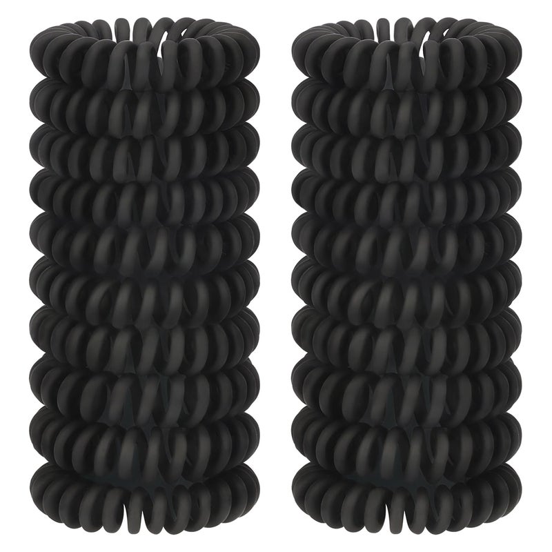 JessLab JessLab Spiral Hair Ties 20 Pcs Traceless Phone Cord Hair Ties No Crease Spiral Bracelet Plastic Coil Ponytail Holders NoDamage Headband Hair Accessory for Girls Women Ladies Gift Black Matte 