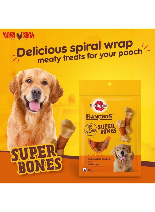 Pedigree Pedigree Ranchos Super Bones (1+ Years) Dog Treats, Chicken & Milky Flavour, 70 g (Pack of 12), Low-Fat Treat With No Added Sugar  - Image 5