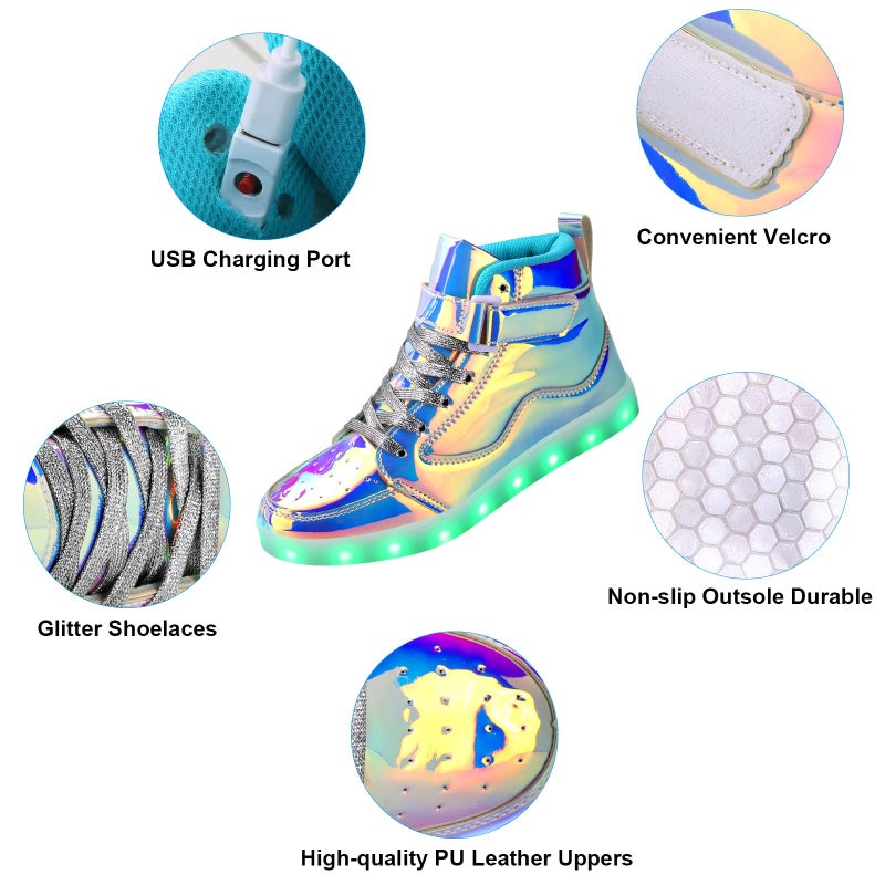 Qimaoo Light Up Shoes Men Women LED Shoes USB Charging Adult High Top LED Sneakers Glow in The Dark Footwear for Dancing Party Festivals Festivals - Image 5