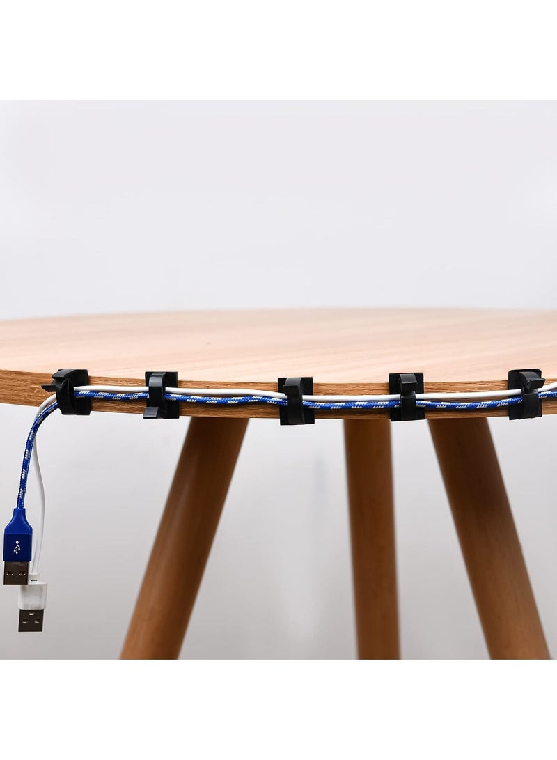 SYOSI Adjustable Cable Management Clips, 50Pcs Adhesive Cable Organizers Sticky Wire Clips Cord Holder, TV PC Ethernet Cable Under Desk Wall Home Office - Image 3