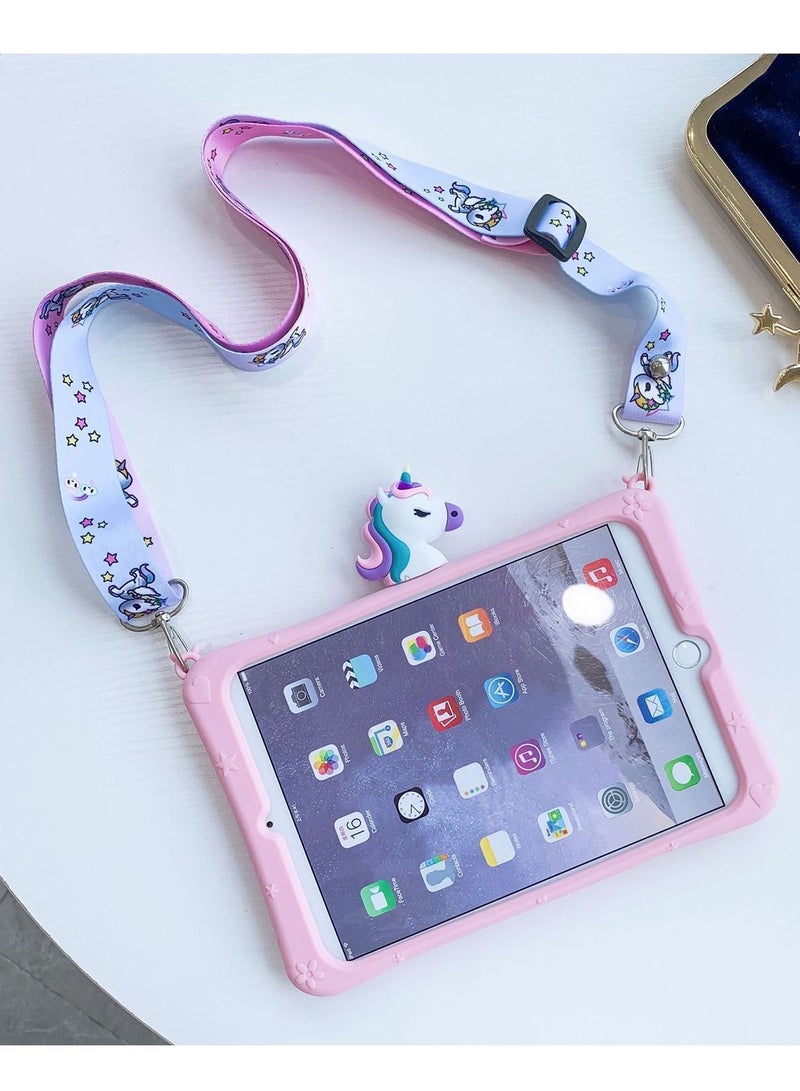 Y&D Unicorn Ipad pro cover for iPad Mini 5/4, 7th Generation 2019/iPad 8th 2020, with Carrying Strap Adjustable Stand Shockproof For 10.2" 2020/2019, Pink - Image 1