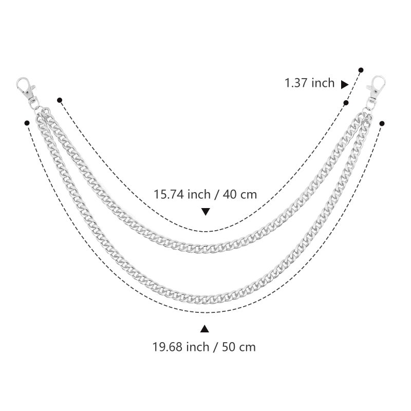 ATCYMI 2 PCS Pants Pocket Chain Layered Metal Jeans Trousers Decorative Chains Belt for Men Women to Hold Wallet Key Streetwear Hip Hop Punk Accessories (Gold + Silver) - Image 3