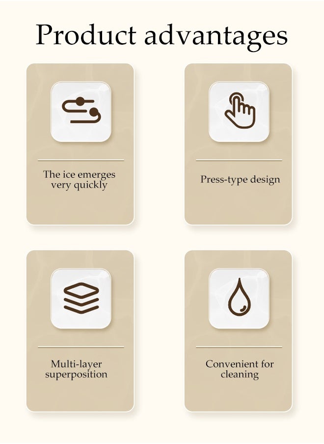 DUNISO Double Layer Ice Cube Tray With Lid, 64 Pieces Ice Cube Tray For Refrigerator, One-Touch Release Ice Cubes, Ice Storage Box,, Spill-Proof Ice Cube Mold, Removable Lid And Ice Scoop, Suitable For Whiskey Cocktails, Tea, Coffee  - Image 4