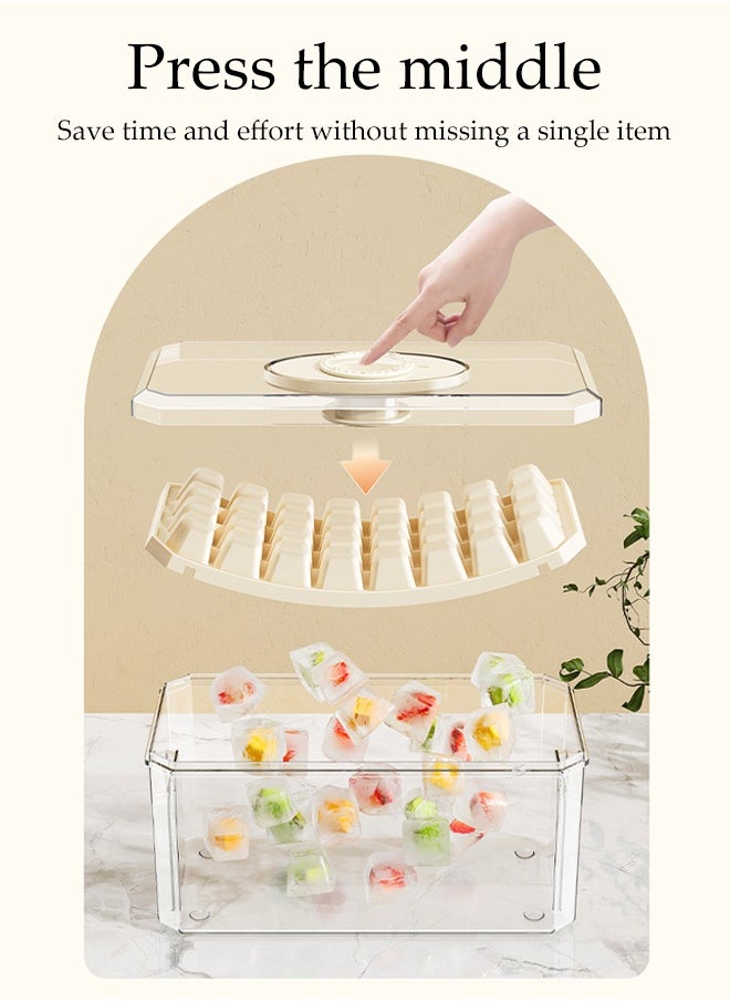 DUNISO - Double Layer Ice Cube Tray With Lid, 64 Pieces Ice Cube Tray For Refrigerator, One-Touch Release Ice Cubes, Ice Storage Box,, Spill-Proof Ice Cube Mold, Removable Lid And Ice Scoop, Suitable For Whiskey Cocktails, Tea, Coffee - Image 1