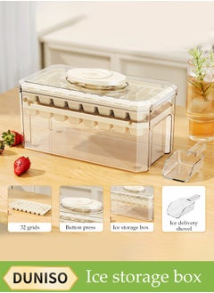 DUNISO Double Layer Ice Cube Tray With Lid, 64 Pieces Ice Cube Tray For Refrigerator, One-Touch Release Ice Cubes, Ice Storage Box,, Spill-Proof Ice Cube Mold, Removable Lid And Ice Scoop, Suitable For Whiskey Cocktails, Tea, Coffee  - Image 1