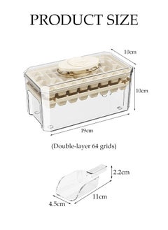DUNISO Double Layer Ice Cube Tray With Lid, 64 Pieces Ice Cube Tray For Refrigerator, One-Touch Release Ice Cubes, Ice Storage Box,, Spill-Proof Ice Cube Mold, Removable Lid And Ice Scoop, Suitable For Whiskey Cocktails, Tea, Coffee  - Image 2