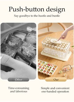 DUNISO Double Layer Ice Cube Tray With Lid, 64 Pieces Ice Cube Tray For Refrigerator, One-Touch Release Ice Cubes, Ice Storage Box,, Spill-Proof Ice Cube Mold, Removable Lid And Ice Scoop, Suitable For Whiskey Cocktails, Tea, Coffee  - Image 5