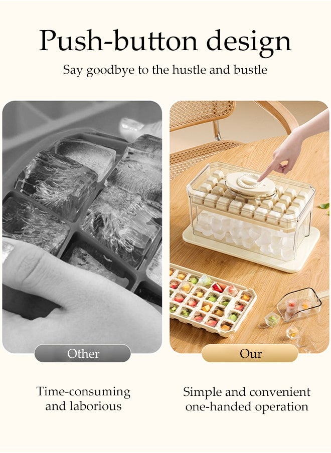 DUNISO Double Layer Ice Cube Tray With Lid, 64 Pieces Ice Cube Tray For Refrigerator, One-Touch Release Ice Cubes, Ice Storage Box,, Spill-Proof Ice Cube Mold, Removable Lid And Ice Scoop, Suitable For Whiskey Cocktails, Tea, Coffee  - Image 5