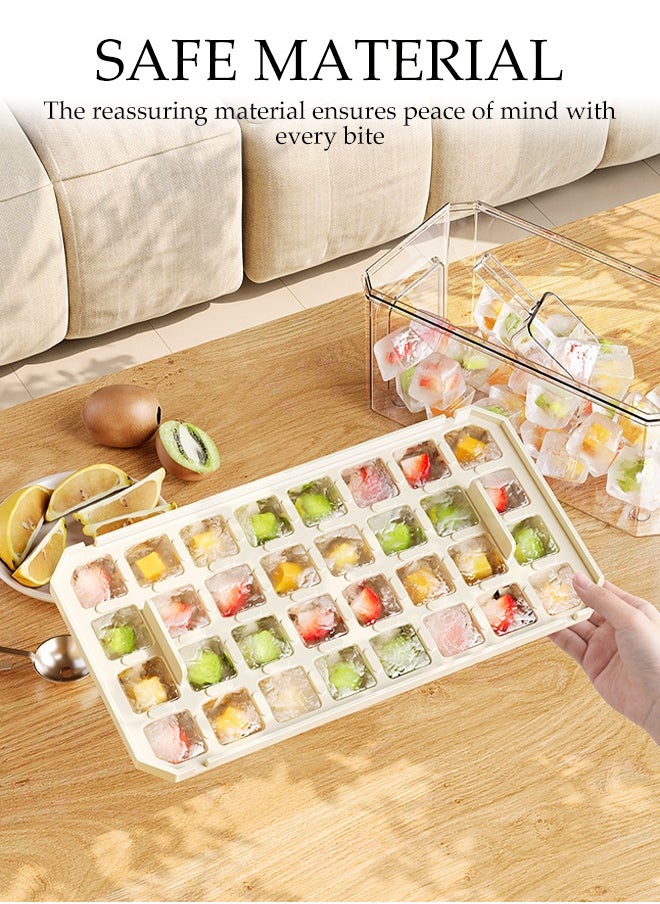 DUNISO - Double Layer Ice Cube Tray With Lid, 64 Pieces Ice Cube Tray For Refrigerator, One-Touch Release Ice Cubes, Ice Storage Box,, Spill-Proof Ice Cube Mold, Removable Lid And Ice Scoop, Suitable For Whiskey Cocktails, Tea, Coffee - Image 1