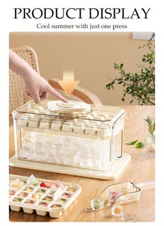 DUNISO Double Layer Ice Cube Tray With Lid, 64 Pieces Ice Cube Tray For Refrigerator, One-Touch Release Ice Cubes, Ice Storage Box,, Spill-Proof Ice Cube Mold, Removable Lid And Ice Scoop, Suitable For Whiskey Cocktails, Tea, Coffee  - Image 3