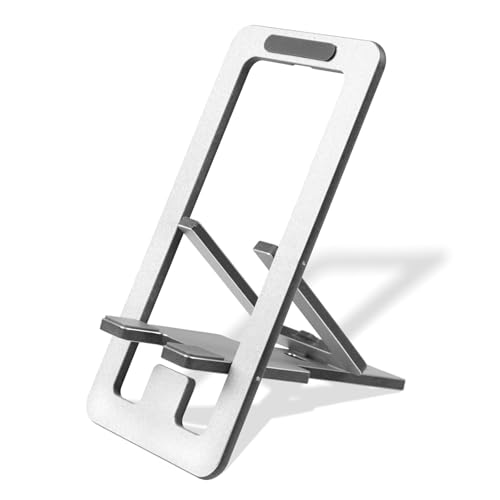 Ceemiaa Foldable Aluminum Phone Stand – Adjustable Desk Holder for Travel & Office, Compatible with iPhone 16-13 Pro Max, Samsung S24-S8, Kindle – Gray - Image 1