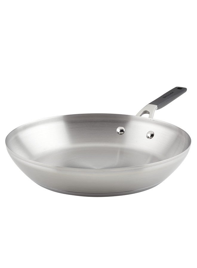 KitchenAid مقلاة كيتشن إيد من الفولاذ المقاوم للصدأ، 12 بوصة، فولاذ مقاوم للصدأ مصقول - Image 1