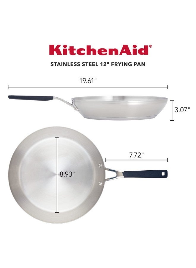 KitchenAid مقلاة كيتشن إيد من الفولاذ المقاوم للصدأ، 12 بوصة، فولاذ مقاوم للصدأ مصقول - Image 2