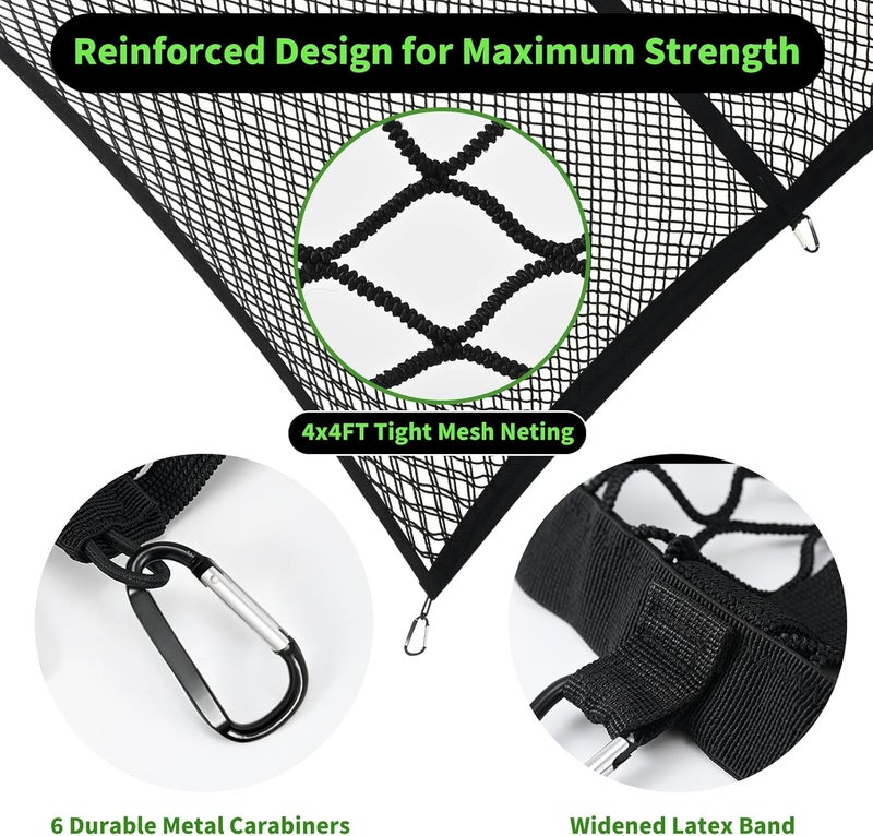 Ezfilet Cargo Net for Pickup Truck Bed, Highly Elastic Truck Bed Net, Suitable for Daily Light Loads of Trucks, 4'x4' Stretches to 7'x7', with 6 Metal Carabiners - Image 3