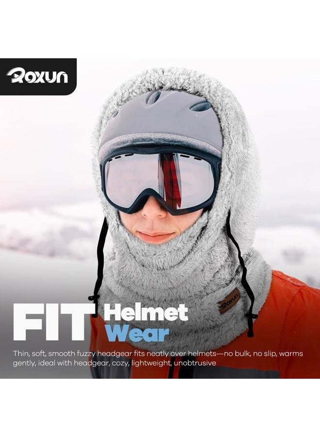 ROXUN Ski Mask Fleece Balaclava, Windproof Face Mask Winter Warm Neck Cover Helmet Hood for Men Women, Pastel Lemon, One size - Image 4