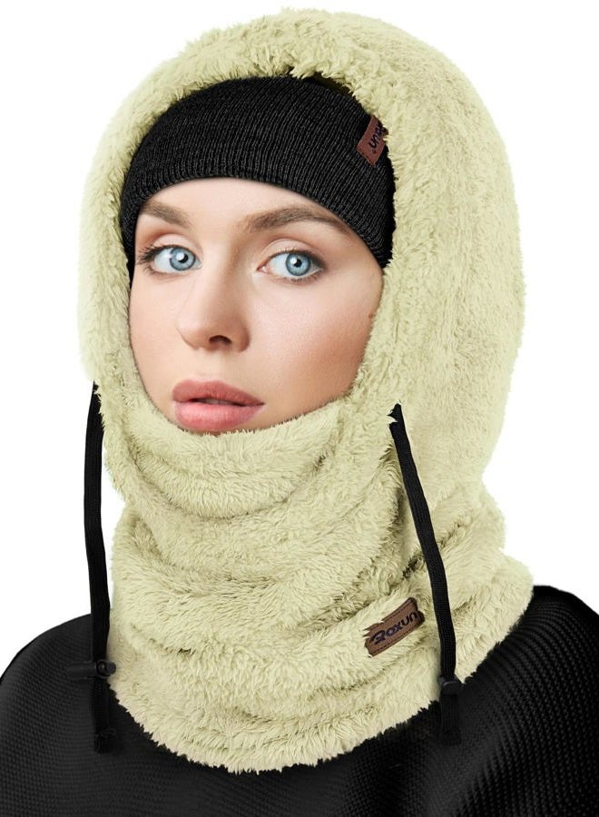 ROXUN Ski Mask Fleece Balaclava, Windproof Face Mask Winter Warm Neck Cover Helmet Hood for Men Women, Pastel Lemon, One size - Image 1