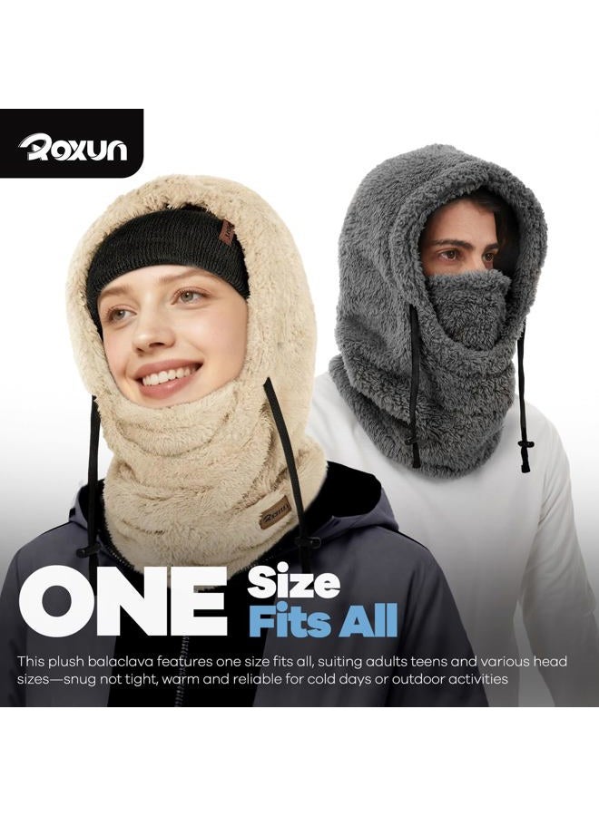 ROXUN Ski Mask Fleece Balaclava, Windproof Face Mask Winter Warm Neck Cover Helmet Hood for Men Women, Pastel Lemon, One size - Image 5