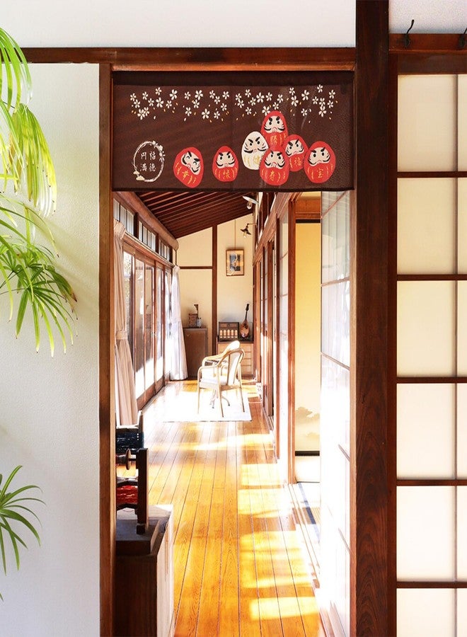 COTONOHA Japanese Noren Curtain with Daruma Design - Short Length Doorway Divider - Traditional Lace Fabric - Made in Japan - for Kitchen, Entryway, or Room Decor - 33.5" x 11.8" (Sakura Pink) - Image 2