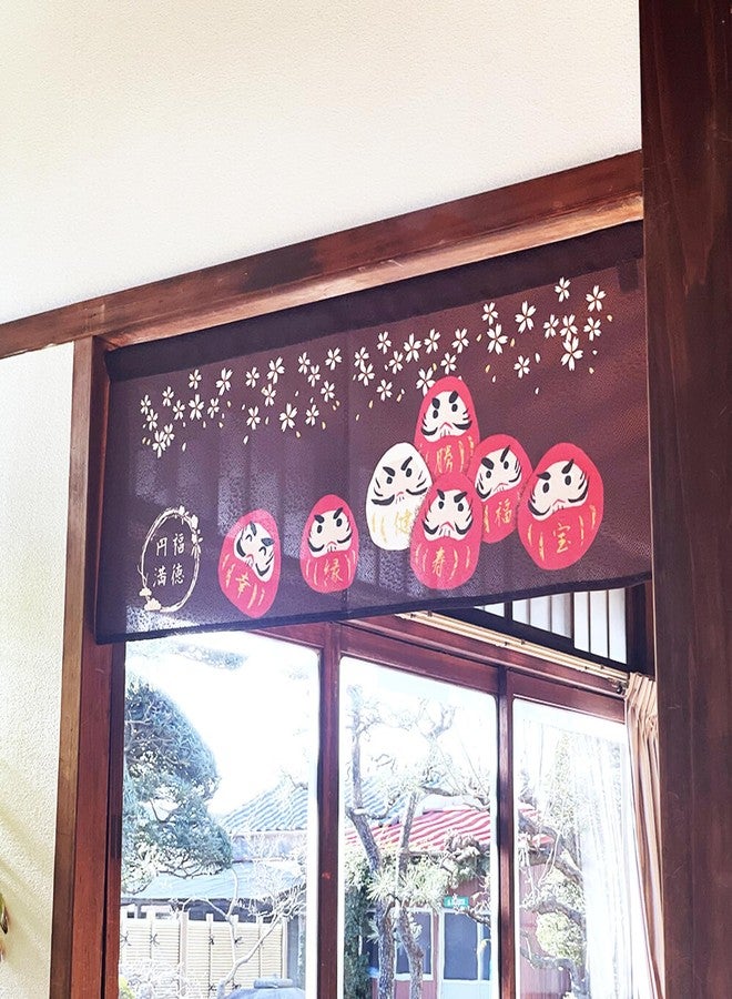 COTONOHA Japanese Noren Curtain with Daruma Design - Short Length Doorway Divider - Traditional Lace Fabric - Made in Japan - for Kitchen, Entryway, or Room Decor - 33.5" x 11.8" (Sakura Pink) - Image 5