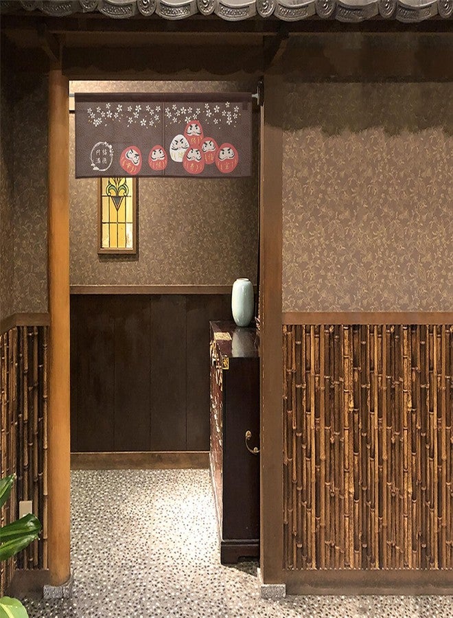 COTONOHA Japanese Noren Curtain with Daruma Design - Short Length Doorway Divider - Traditional Lace Fabric - Made in Japan - for Kitchen, Entryway, or Room Decor - 33.5" x 11.8" (Sakura Pink) - Image 3